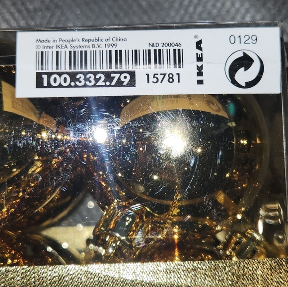 12 Shiny Gold IKEA Christmas Tree Ornaments Plastic Holiday NIB - Picture 6 of 6